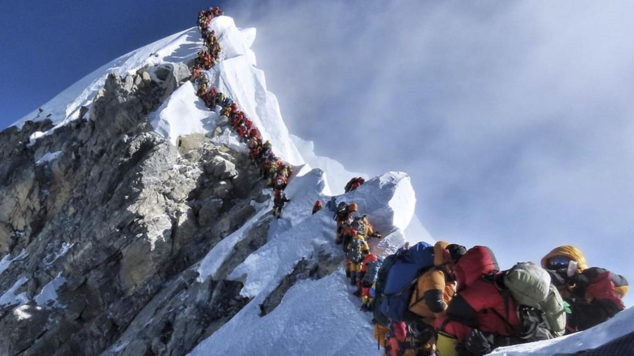 Eleven climbers have died while trying to summit Mount Everest this season. Picture: Nimsdai Project Possible via AP