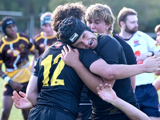 St Laurence's College celebrateAIC First XV rugby grand final between St Laurence's College and Padua COllege.Saturday June 8, 2024. Picture, John Gass