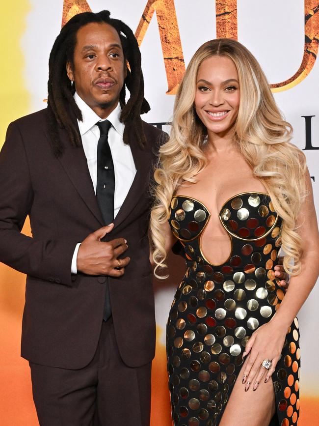 Jay-Z and Beyonce pictured at the world premiere of Disney’s ‘Mufasa: The Lion King’ on December 9. Picture: Lisa O’Connor/AFP