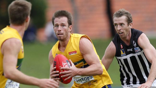 SANFL - Eagles vs. Port at Woodville Oval. [PIC] The Eagles' Angus Rowntree makes a run for it