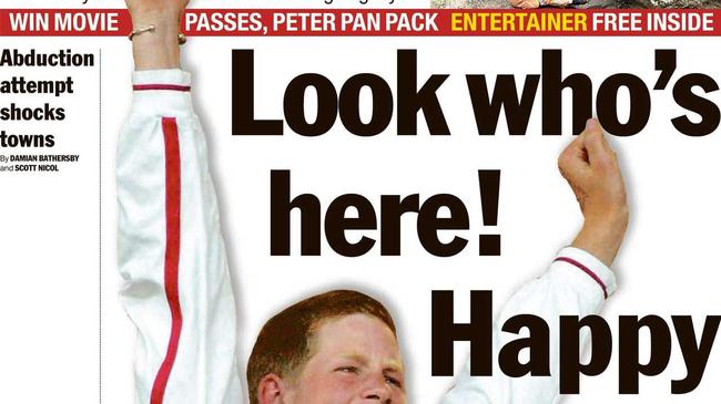 The Daily&#39;s front page when it was discovered Prince Harry was holidaying on the Coast in 2003.