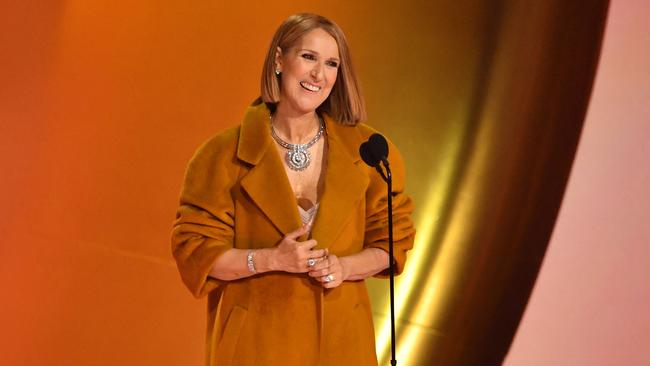 Canadian singer Celine Dion presents the Album Of The Year award on stage during the 66th Annual Grammy Awards at the Crypto.com Arena in Los Angeles. Picture: Valerie Macon.