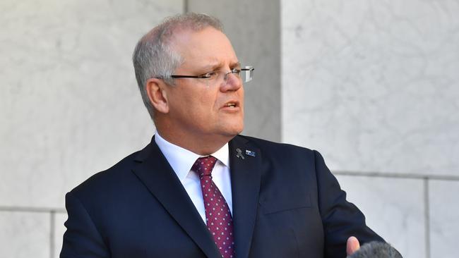 Scott Morrison speaks to the media. Picture; AAP.