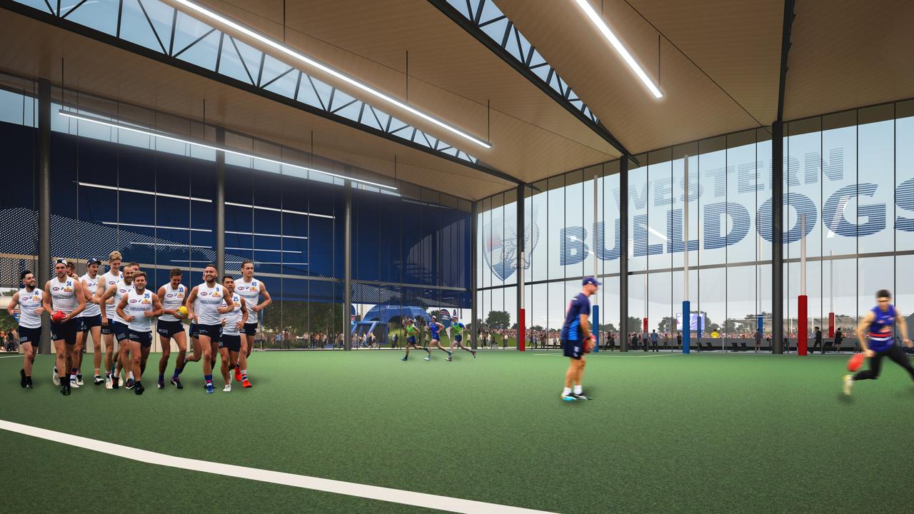 Images of the proposed redevelopment of Whitten Oval, which will include a lucrative function room.