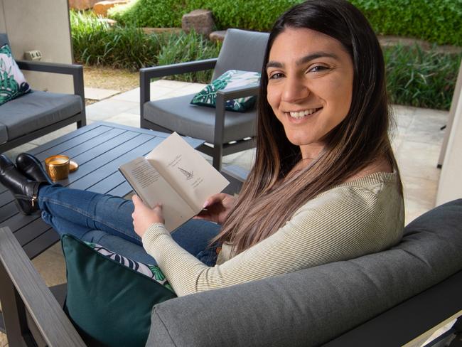 Nadine Khoury didn't often turn to Buy Now, Pay Later prior to the pandemic, but since lockdowns had set in, her use had ramped up. Nadine with her new outdoor setting she bought. Picture: Tony Gough