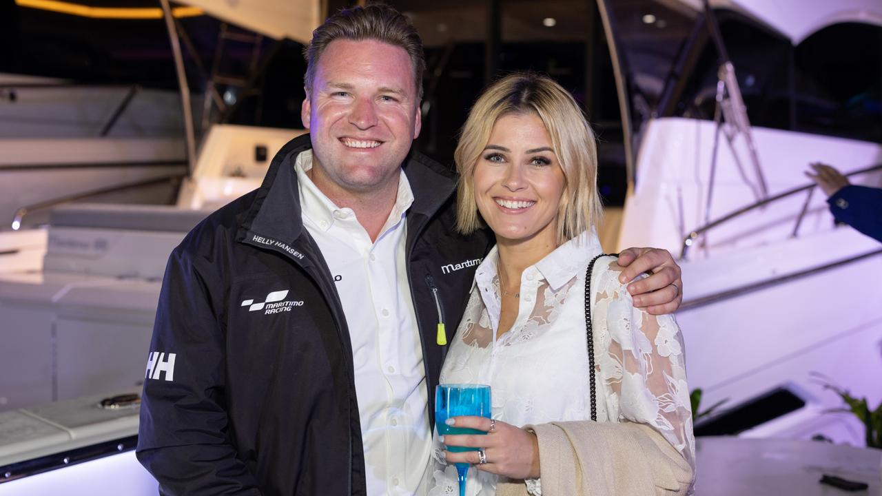 Matt Millington and Jess Millington for The Pulse at Maritimo Luxury Yachts global launch of the S75 and M75 at the Sanctuary Cove International Boat Show 2023. Picture: Celeste Humphrey