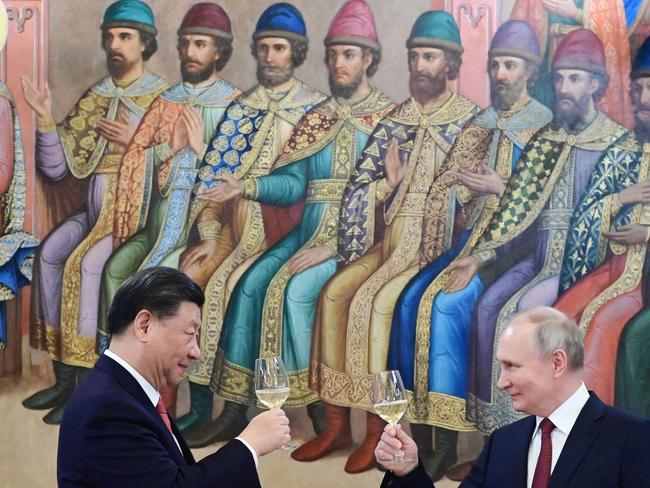 In the shadow of China’s Xi Jinping and Russian president Vladimir Putin. Picture: Sputnik/AFP