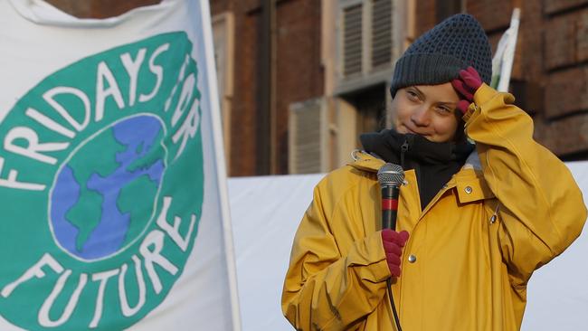 Swedish environmental activist Greta Thunberg attends a climate march, in Turin, Italy, earlier this month. Picture: AP