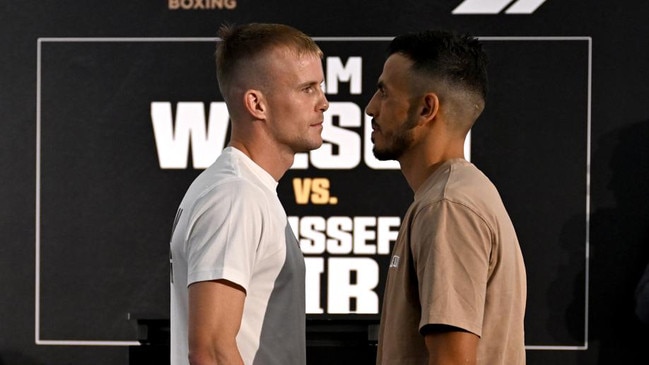 Liam Wilson (left) and Youssef Dib face off ahead of Saturday night’s re-match in Brisbane.