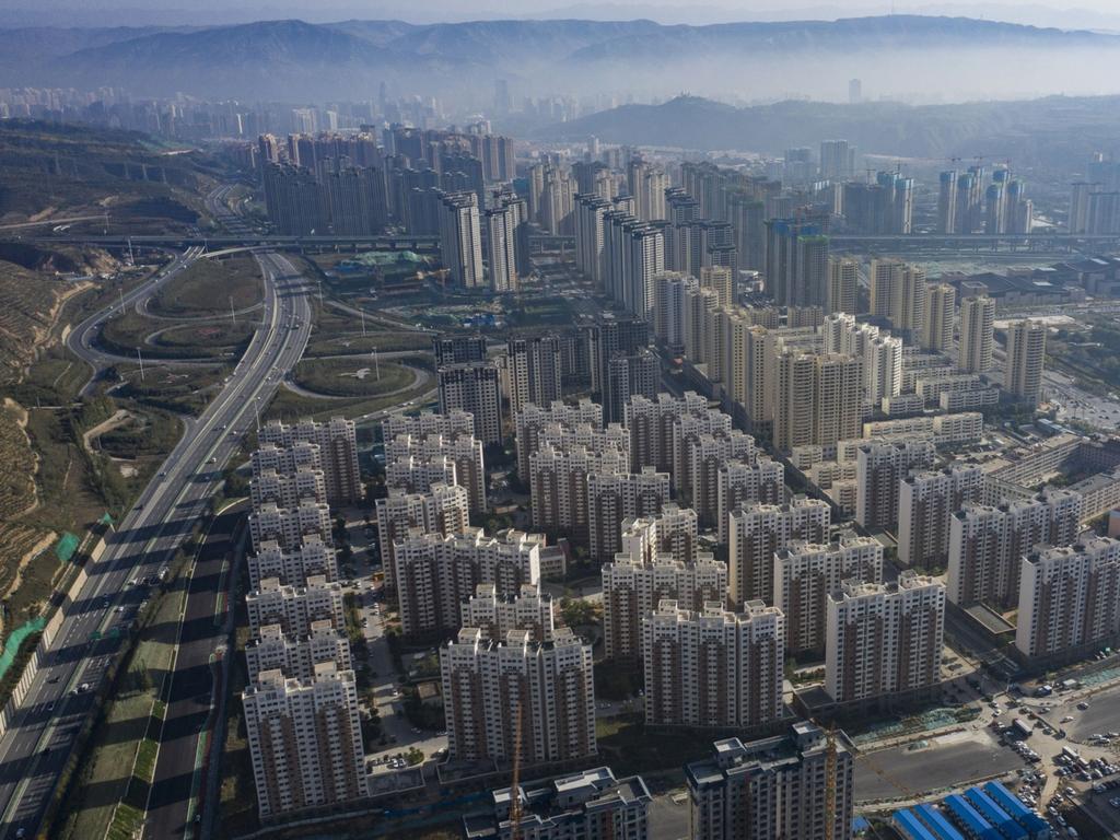 An aerial view of construction sites and residential developments in China where the Evergrande Group had been declared in default. Picture: Qilai Shen/Bloomberg