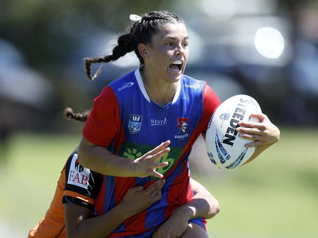 Summer Dowell helped keep Newcastle’s finals hopes alive in the Lisa Fiaola Cup. Picture: Michael Gorton