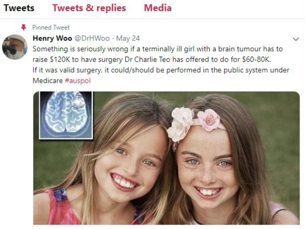 Professor Henry Woo tweeted up a storm calling out the practice of surgeons like Dr Teo. Picture: Henry Woo/Twitter