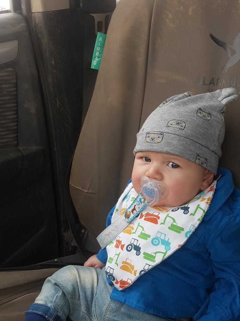 22/04/2019 - Reuban Holland waiting in the car ready to go out on the farm Picture: Eboni Burdon - mum