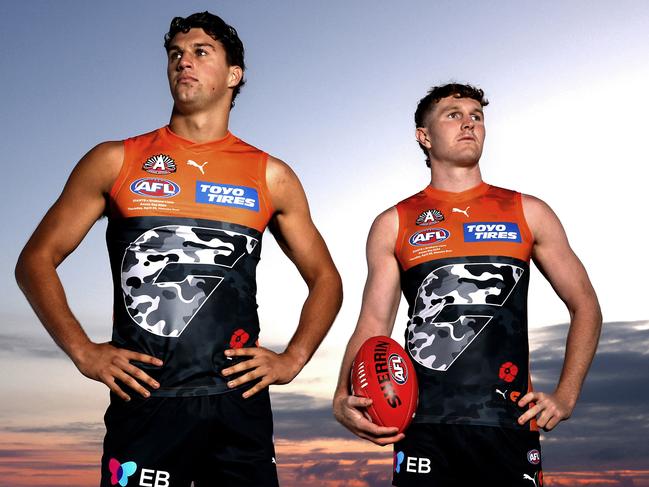 The camouflage design on the Giants’ guernsey has been inspired by Green’s own links to the army. Picture: Phil Hillyard