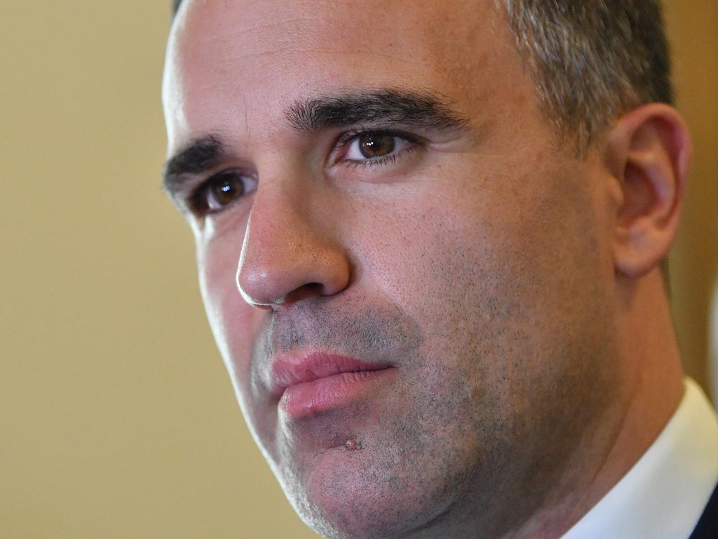 SA Leader of the Opposition Peter Malinauskas speaks to the media at Old Parliament House in Adelaide, Tuesday, September 4, 2018. The South Australian budget has axed more than 30 government programs to fund record infrastructure spending and deliver a $48 million surplus. (AAP Image/David Mariuz) NO ARCHIVING.