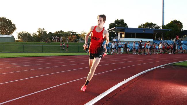 Aspire Cairns and the Pace Project joined forces on Monday afternoon to run a marathon relay at Barlow Park. Lucas Lane makes his lap around Barlow Park. PICTURE: BRENDAN RADKE