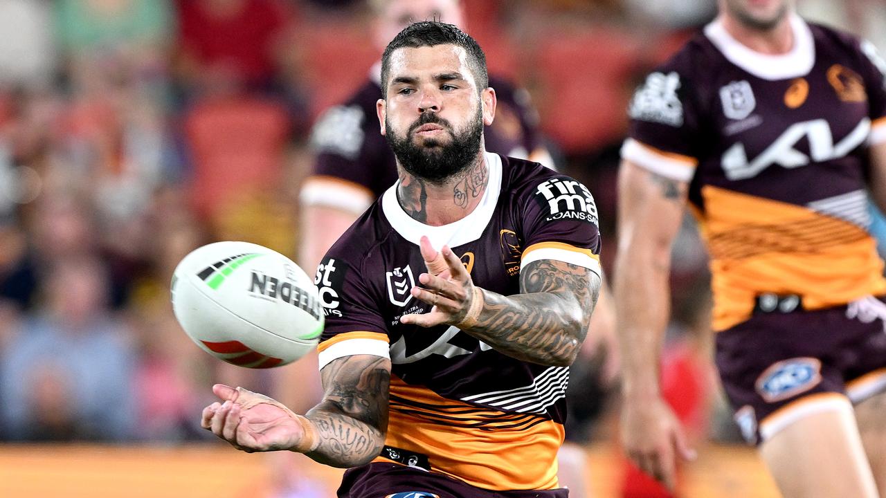 BRISBANE, AUSTRALIA - APRIL 01: Adam Reynolds of the Broncos passes the ball during the round five NRL match between Brisbane Broncos and Wests Tigers at Suncorp Stadium on April 01, 2023 in Brisbane, Australia. (Photo by Bradley Kanaris/Getty Images)