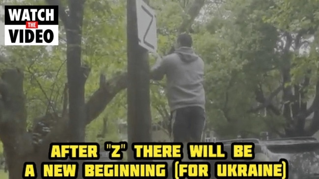 Video shows pro-Russian activist erecting a 'Z'