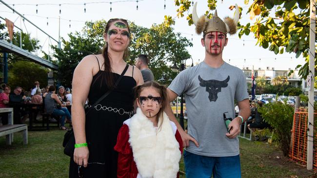 Justine Holmberg, Storm Holmberg and Tyson Holmberg at the 2023 Dinah Beach Yacht Club Viking Funeral. Picture: Pema Tamang Pakhrin