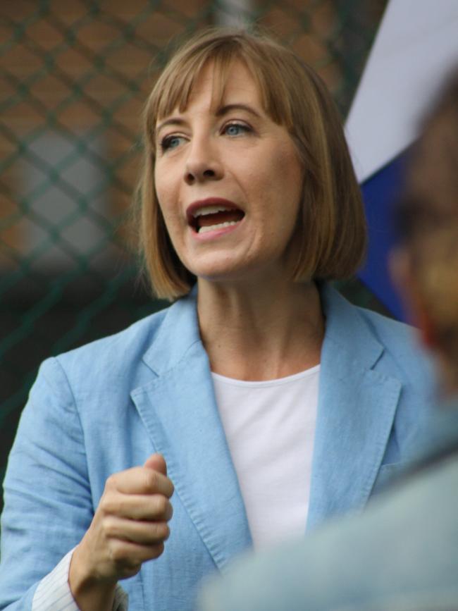 Jo Haylen, state member for Summer Hill, at the gathering of concerned Ashfield residents. Picture: Alexi Demetriadi