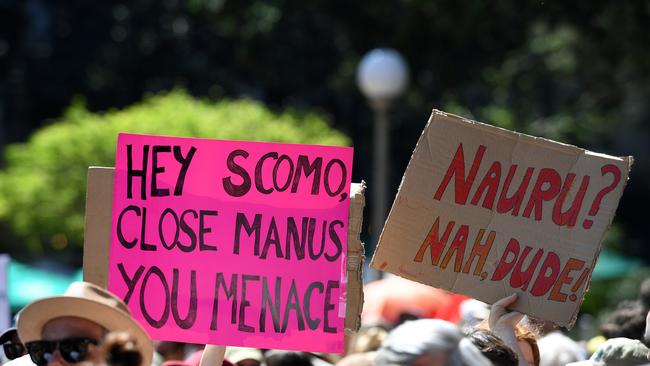 Protesters have rallied in cities across Australia calling for the closure of the Nauru and Manus Island immigration detention centres. Picture: AAP/Joel Carrett