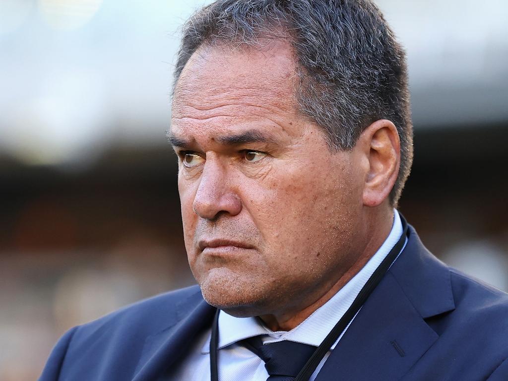 Wallabies coach Dave Rennie walks on to the field after the Aussies’ surprise win.