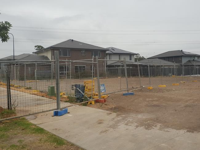 The empty lot on Armoury Rd, Jordan Springs East, where a house was demolished late last month because of concerns about ground settlement.