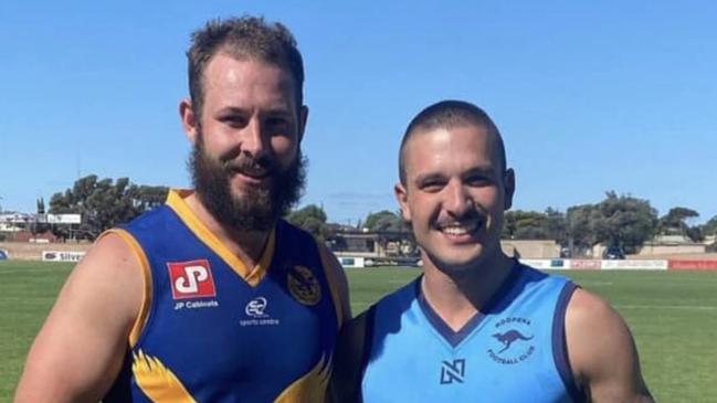 Michael Mazey (left) with country footy gun Clayton Mesecke. Picture: Facebook