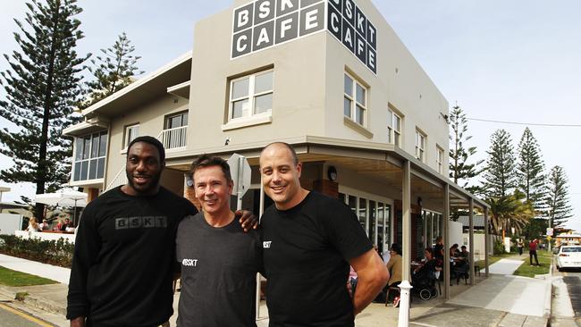 BSKT CAFE, (L-R) Co owner Selasi Berdie, landlord Ron Bayley and co owner Danny Bogatie outside the cafe.