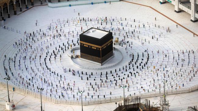 The final ritual at the Kaaba on Sunday. Picture: AFP