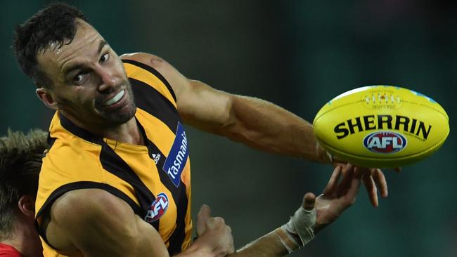 Jonathon Ceglar is relishing the opportunity to be Hawthorn’s No.1 ruckman. Picture: Getty Images