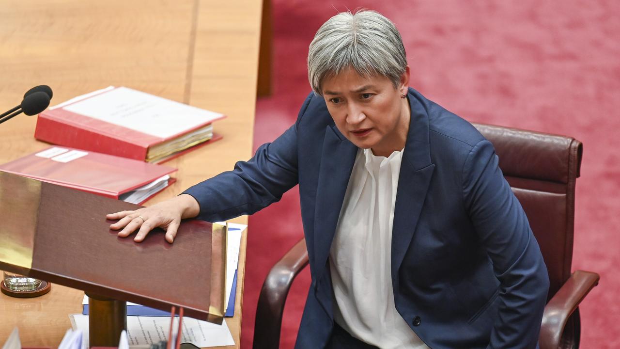 Foreign Minister Penny Wong said the situation faced by the hostages’ families was “beyond contempt”. Picture: NCA NewsWire / Martin Ollman