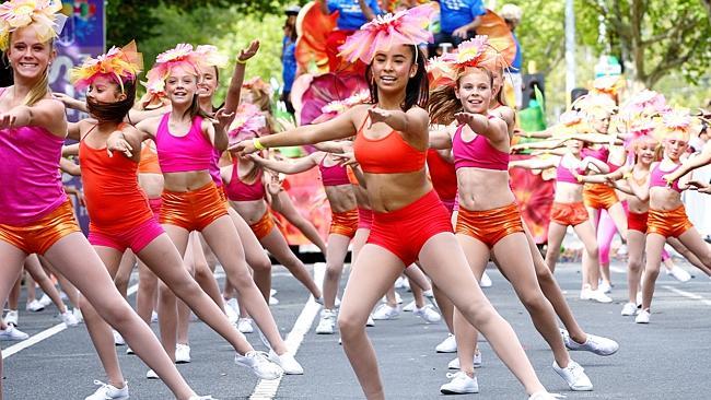 Moomba Parade on St Kilda Road. Picture: Hamish Blair 