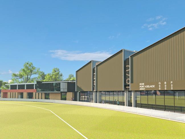 An artist impression of Port Adelaide's redeveloped Alberton headquarters. Picture: Supplied, Port Adelaide Football Club.