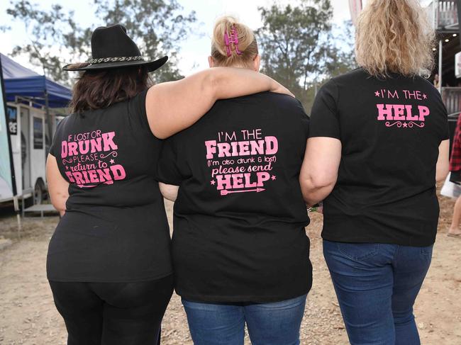 Tania Burke, Michelle Sheppard and Leisha Chapman at Gympie Music Muster. Picture: Patrick Woods.