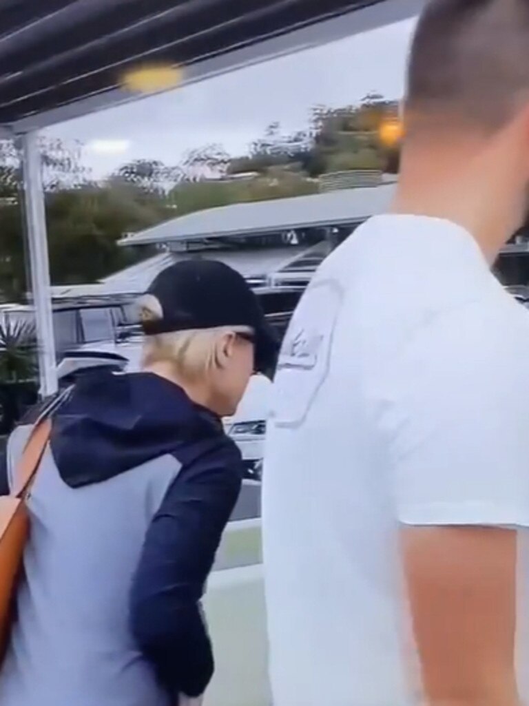 She was accompanied by her son as they walked up the jetty. Picture: 9 News