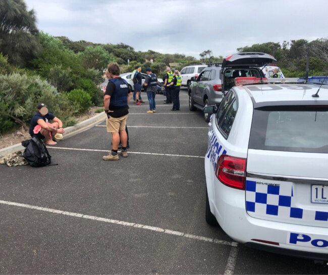 Police and Fisheries officers arrested five men after they were allegedly caught harvesting almost 400 blacklip abalone at Cape Schanck.