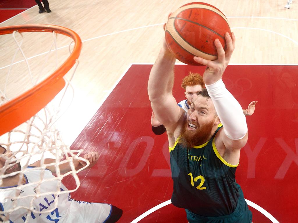 Big things are expected of NBA and Boomers big man Aron Baynes with the Brisbane Bullets this season. Photo: Gregory Shamus/Getty Images.