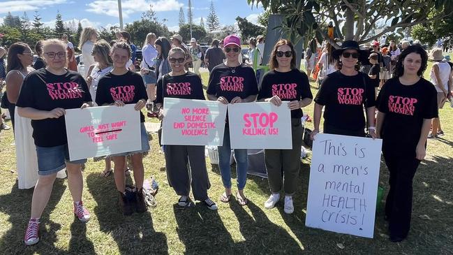 Protesters at the Broadwater Parklands rally. Picture: Supplied / Melanie Arnost.