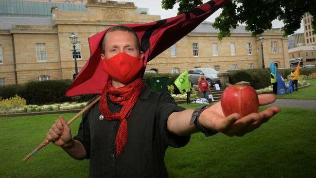 HUNGRY FOR CHANGE: Extinction rebellion protester Micah Landon-Lane embarks on 7-day hunger strike for climate change action. Picture: Kenji Sato