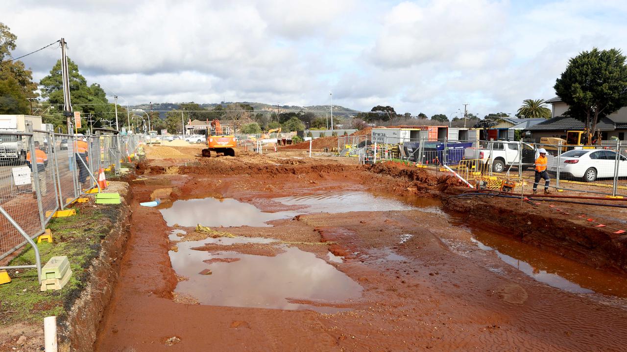 Flooded construction sites are bad news for builders. Picture: NCA NewsWire / Kelly Barnes