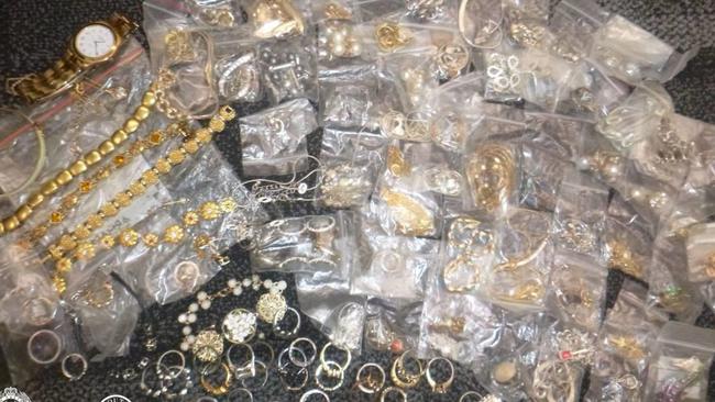 Some of the jewellery found by police at the Kapunda home. Photo: SA Police