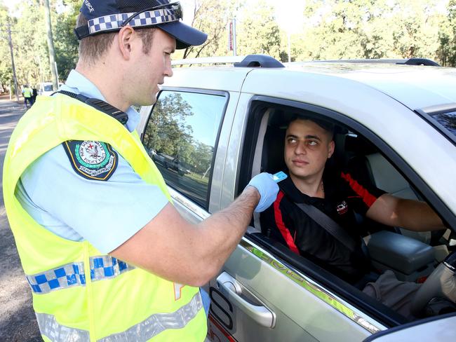 Daniel Maglovski posed for photograph after undergoing a roadside drug test by police in March at Georges Hall. Picture: AAP Image/Justin Sanson