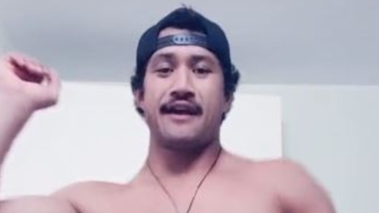 Corey Harawira-Naera films himself dancing shirtless on TikTok.