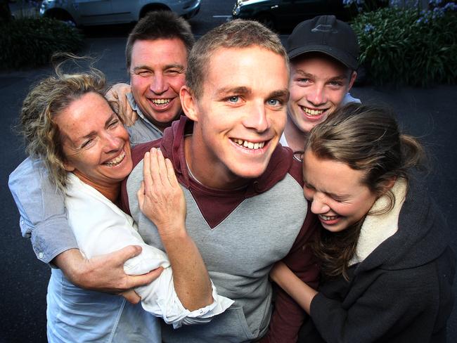 With his family Tom (centre) and L-R Geraldine, Joseph, 17, and Molly, 17.
