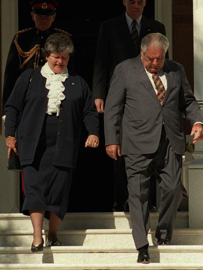 Outgoing Queensland Governor Leneen Forde with husband Angus McDonald July 29, 1997. Picture: Derek Moore