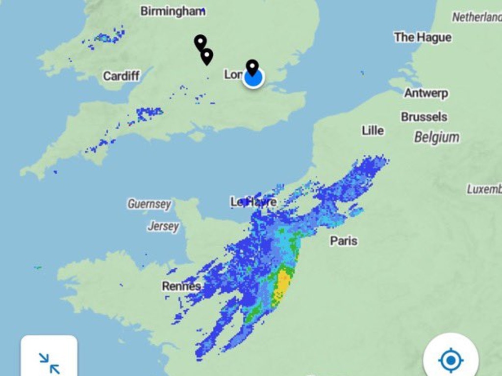 The map of the weather pattern that formed over Paris during the Olympics Opening Ceremony.