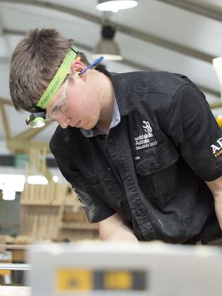 Ryan Grieger flaunted his winning carpentry skills. Picture: WorldSkills International