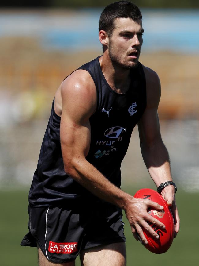 George Hewett has his first official run. Picture: AFL Photos via Getty Images