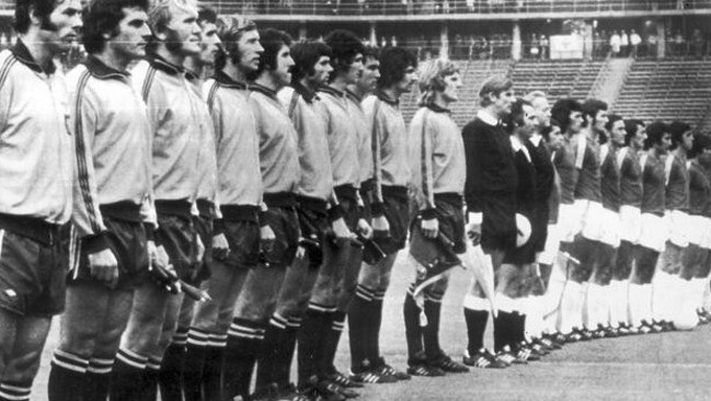 The ‘74 Socceroos line up for the World Cup debut.